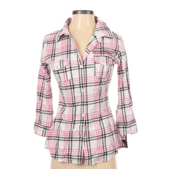 {Blac Label Pink} NWT 3/4 Sleeve Button Down S - Picture 10 of 10